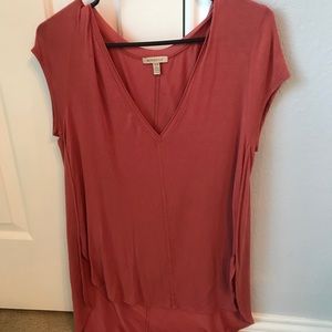 Dark red thin white top